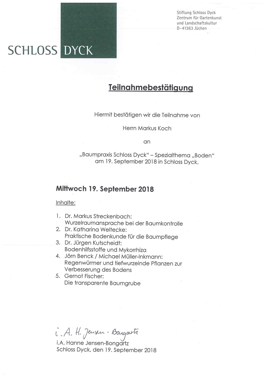 Zertifikat Baumpraxis